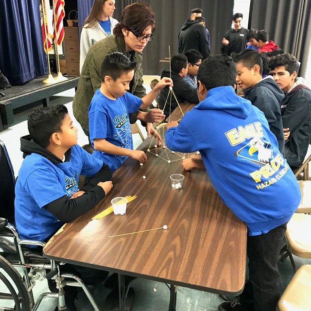 Hazard scholars work side-by-side with Santiago High School's students to complete their engineering projects.